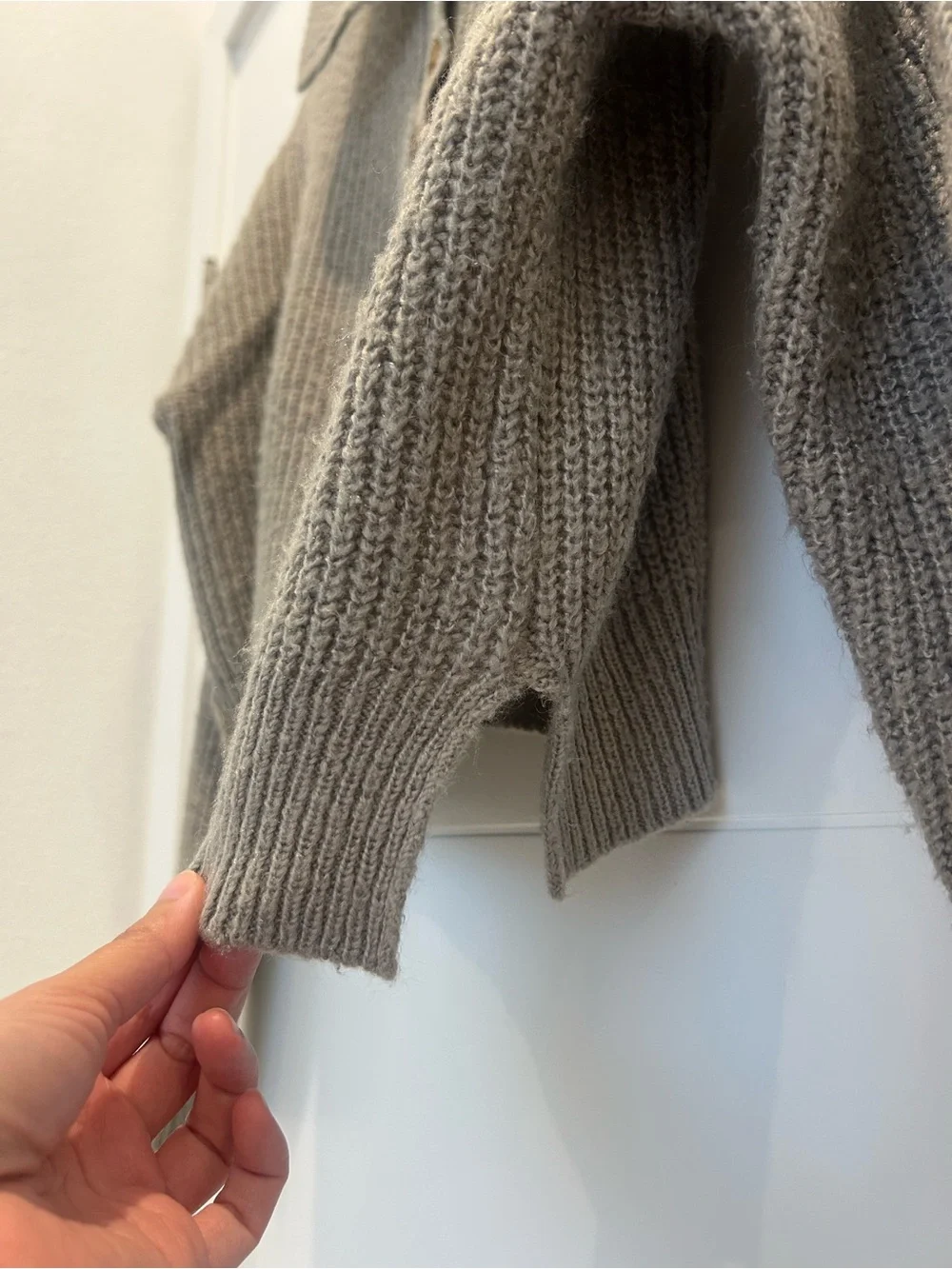 Elodie Brown/Gray Chunky Polo Style Cropped Sweater- Size Small